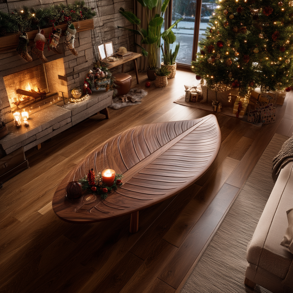 Handcrafted Solid Wood Low Coffee Table For Holiday Entryway Design