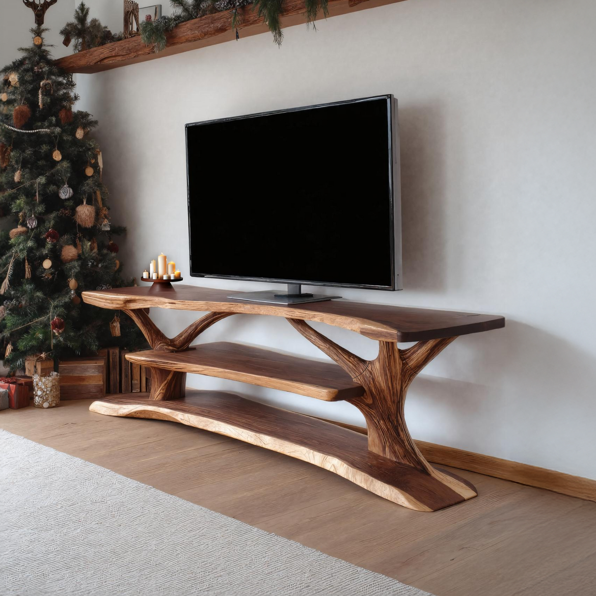 Modern Solid Wood TV Console For Festive Christmas Furniture