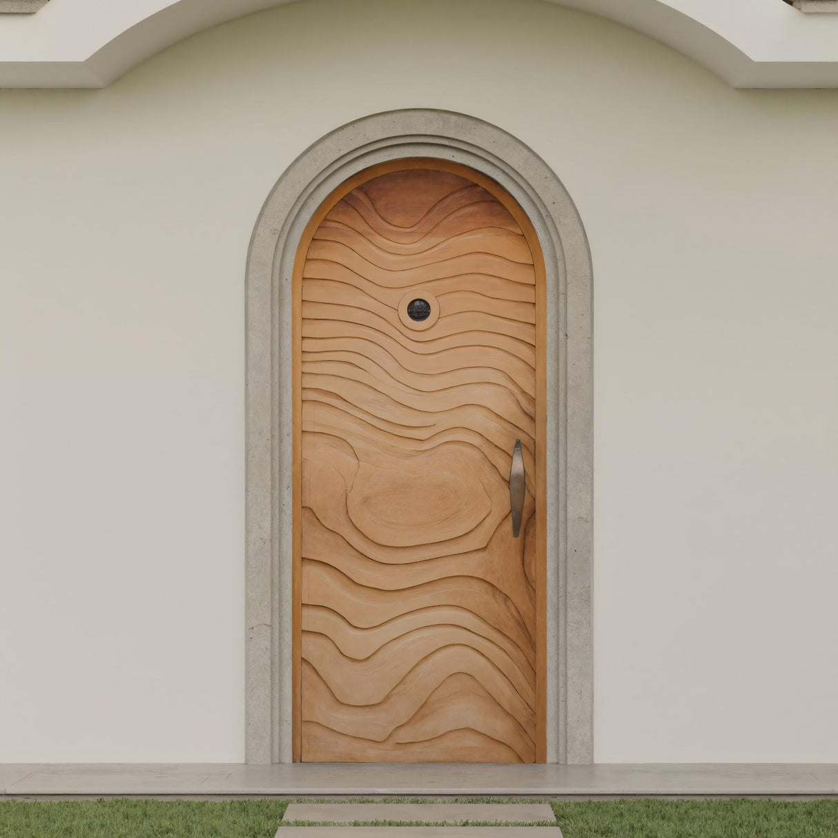 Modern Arched Front Door With Wave Pattern For Villa Or Architecture
