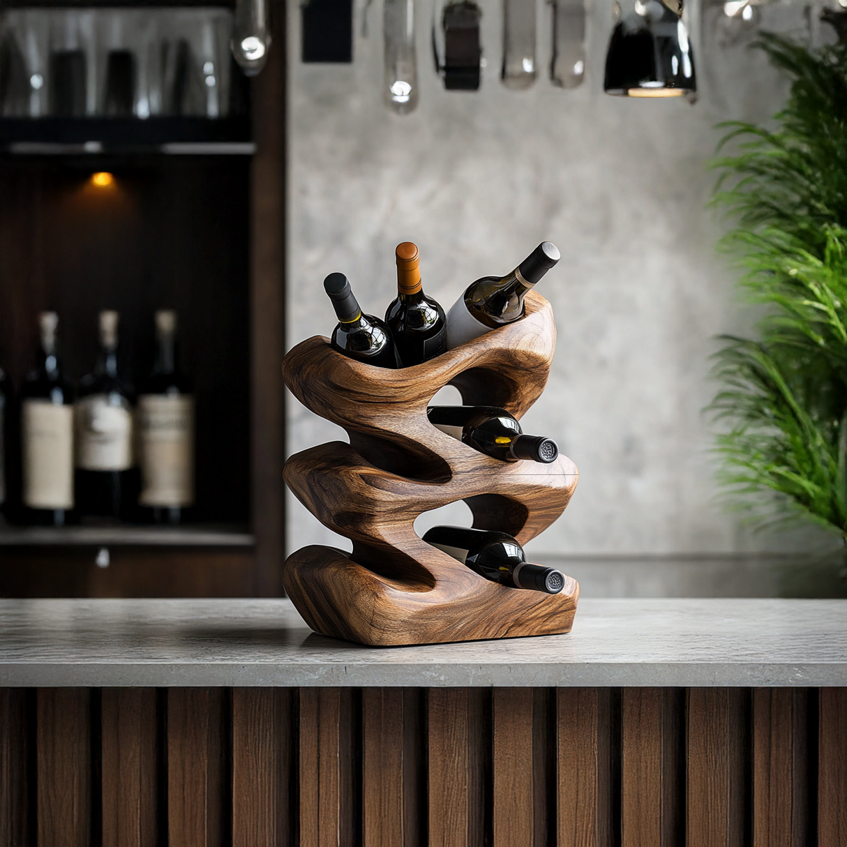 Handcrafted Wine Stand For Kitchen Natural Storage