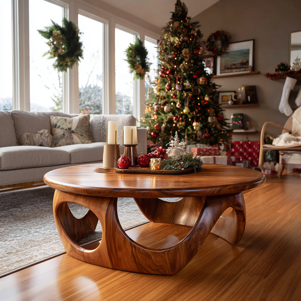 Handcrafted Wooden Coffee Table For Living Room Christmas Style