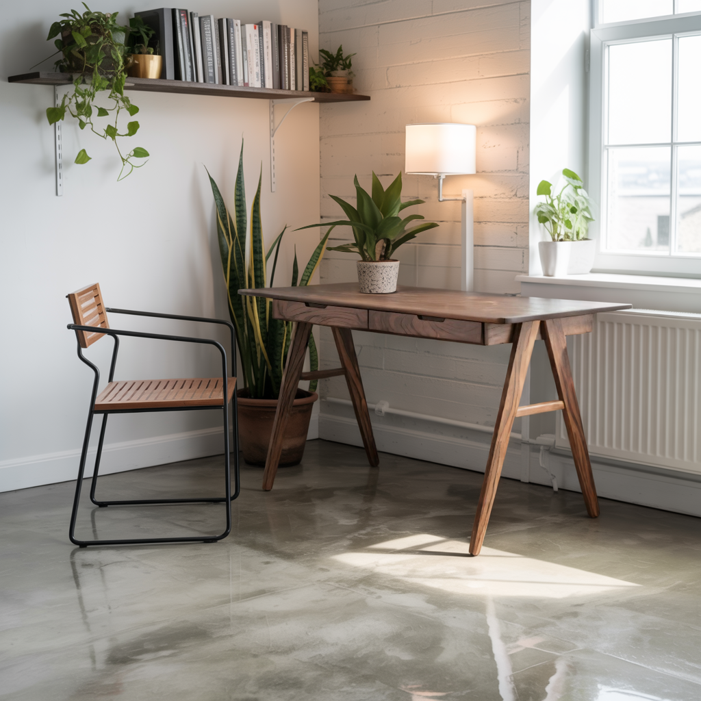 Mid Century Modern Wood Writing Desk With Drawers For Home Office Or Study