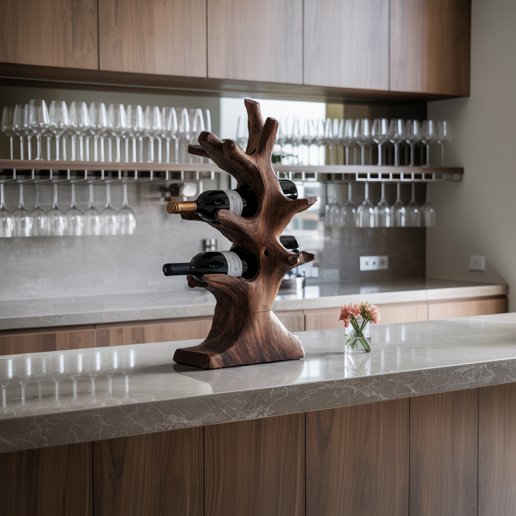 Rustic Wine Stand For Living Room Natural Wood Vibe