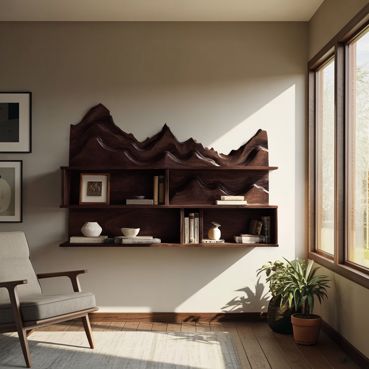 Minimalist Wooden Wall Mounted Bookshelf For Office Storage