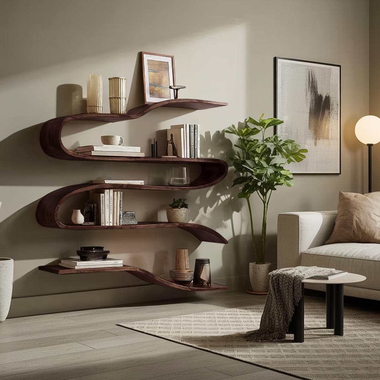 Industrial Natural Wood Kitchen Floating Shelf For Pantry Storage