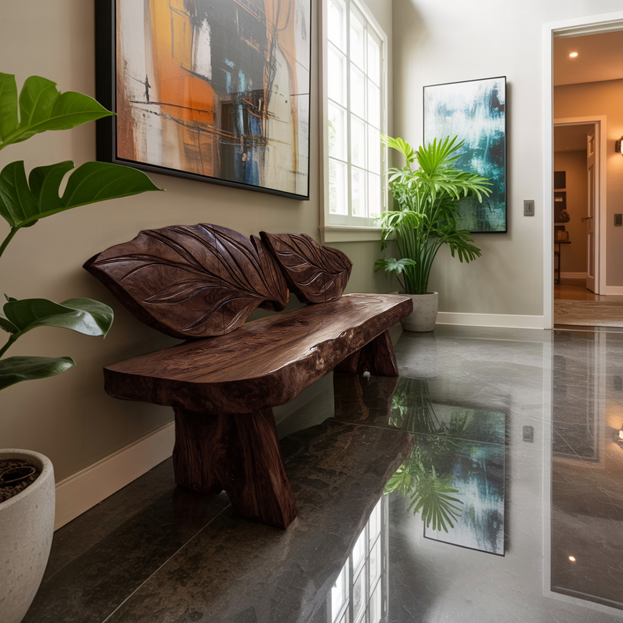 Live Edge Solid Wood Bench For Entryway Interior Decor