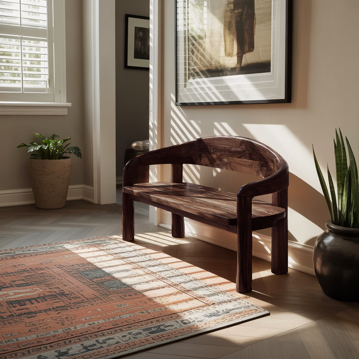 Solid Wood Live Edge Entryway Bench For Modern Interiors