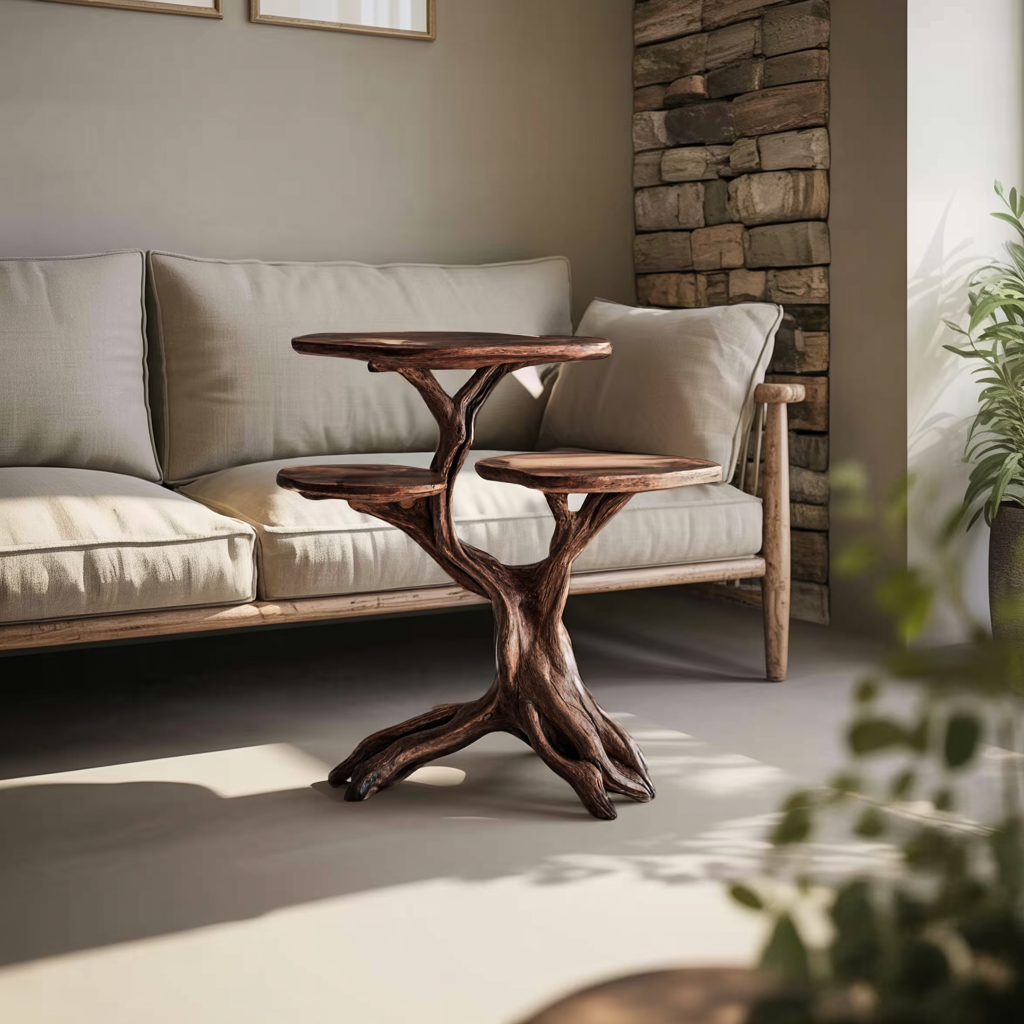 Farmhouse Solid Wood End Table For Living Room Space