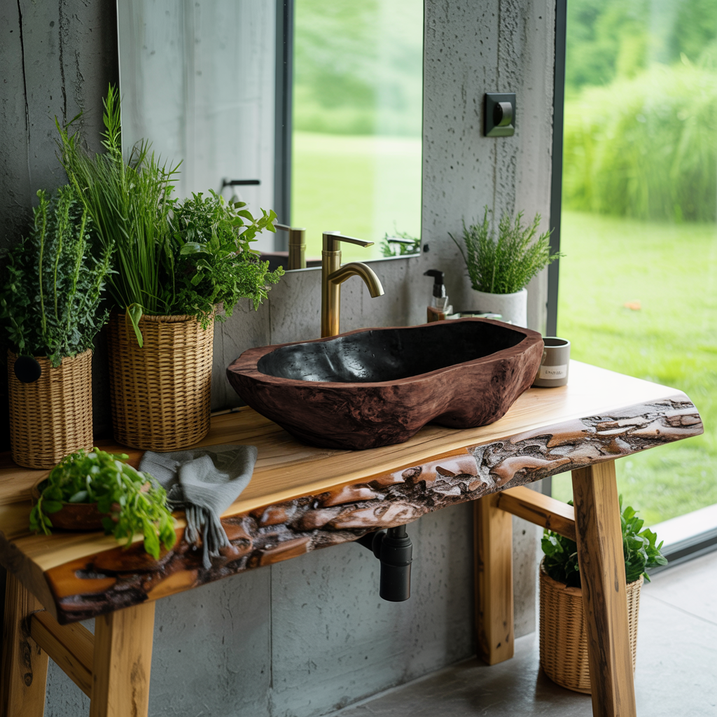 Solid Wood Sink Farmhouse Look For Bathroom Vanity Decor