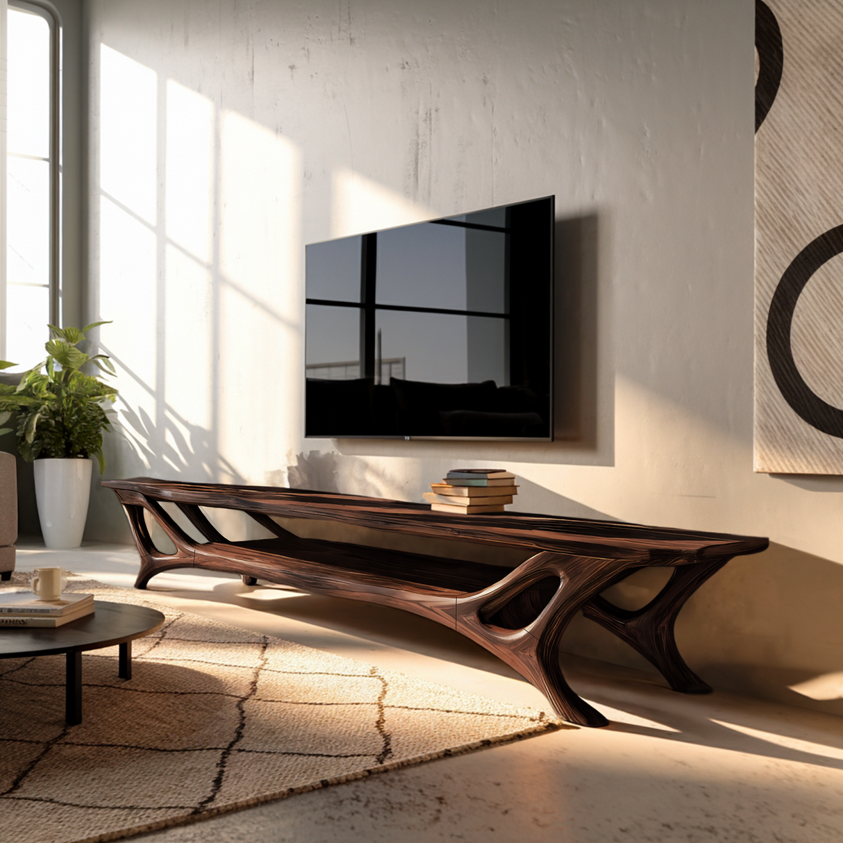 Curved TV Stand For Contemporary Living Room Furniture