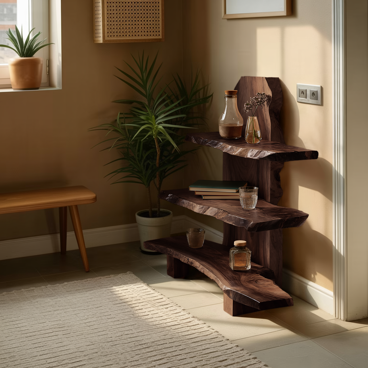 Contemporary Handmade Spice Shelf For Kitchen Storage And Decor