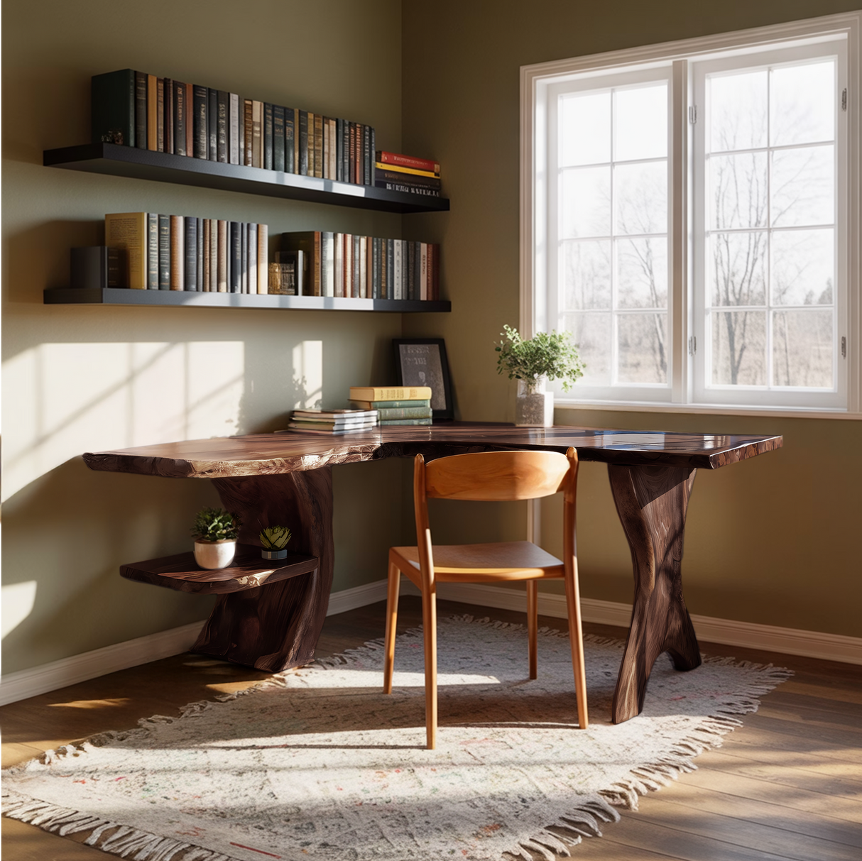 Mid Century Wooden Work Desk For Home Office Interior Design