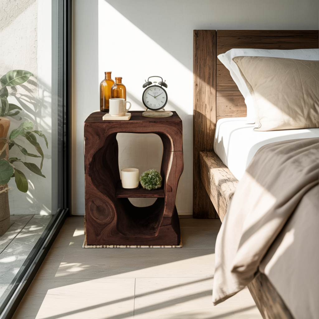 Mid Century Wooden Nightstand For Chic Bedroom Set