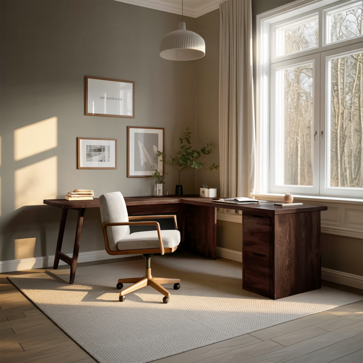 Luxury L Shaped Desk With Drawer For Home Office