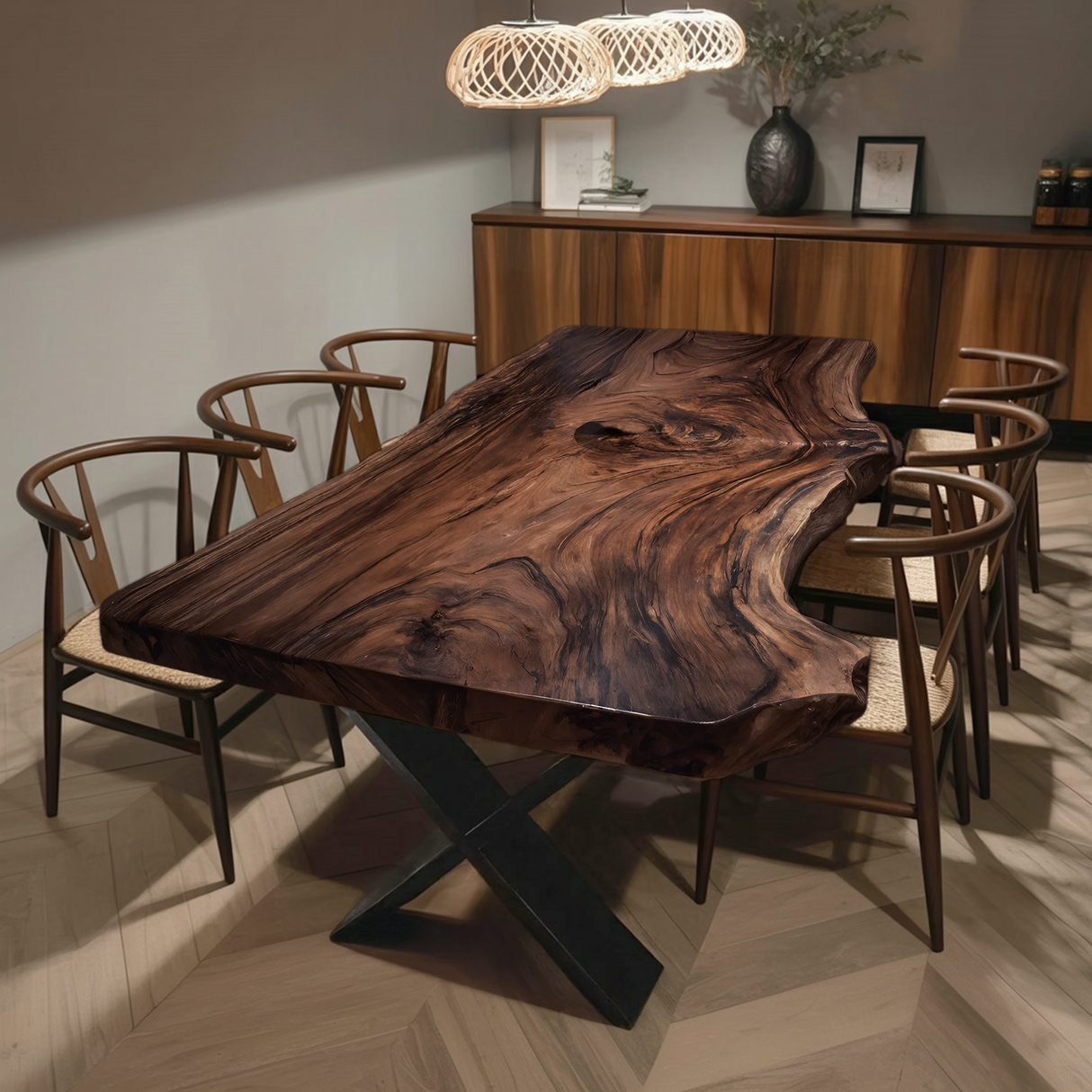 Dining Room Modern Live Edge Dining Table Natural Grain