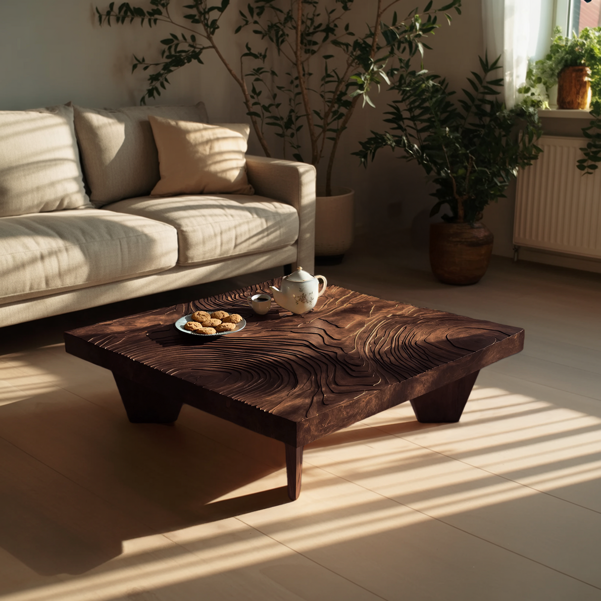 Handcrafted Live Edge Solid Wood Coffee Table For Living Room