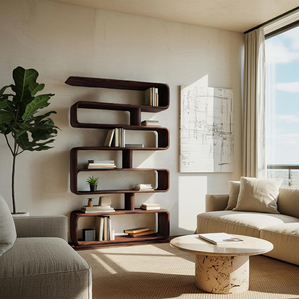 Modern Bookcase Freestanding Shelving Unit For Home Organization