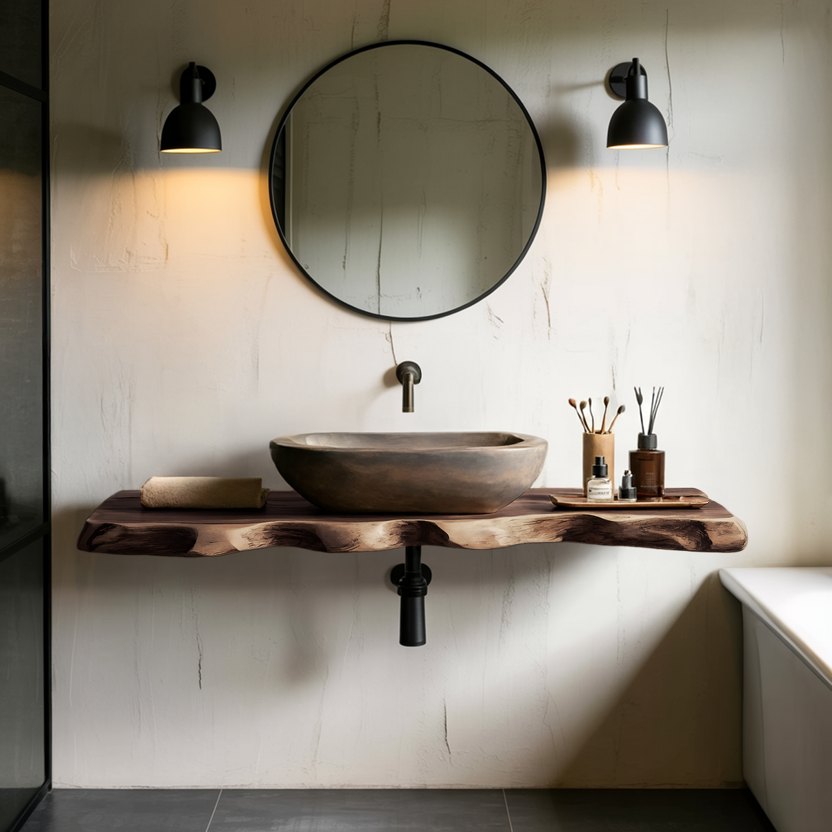 Handcrafted Live Edge Vanity For Compact Bathrooms