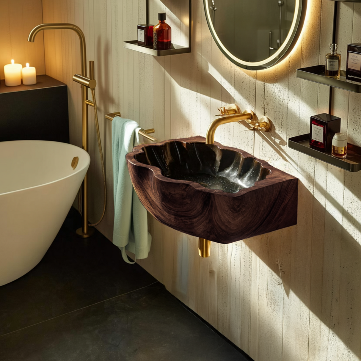 Handcrafted Solid Wood Vanity Sink For Modern Bathroom Decor