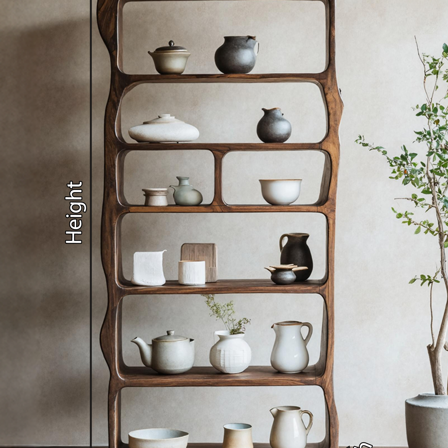 Mid Century Wooden Open Shelf For Living Room Furniture Decor