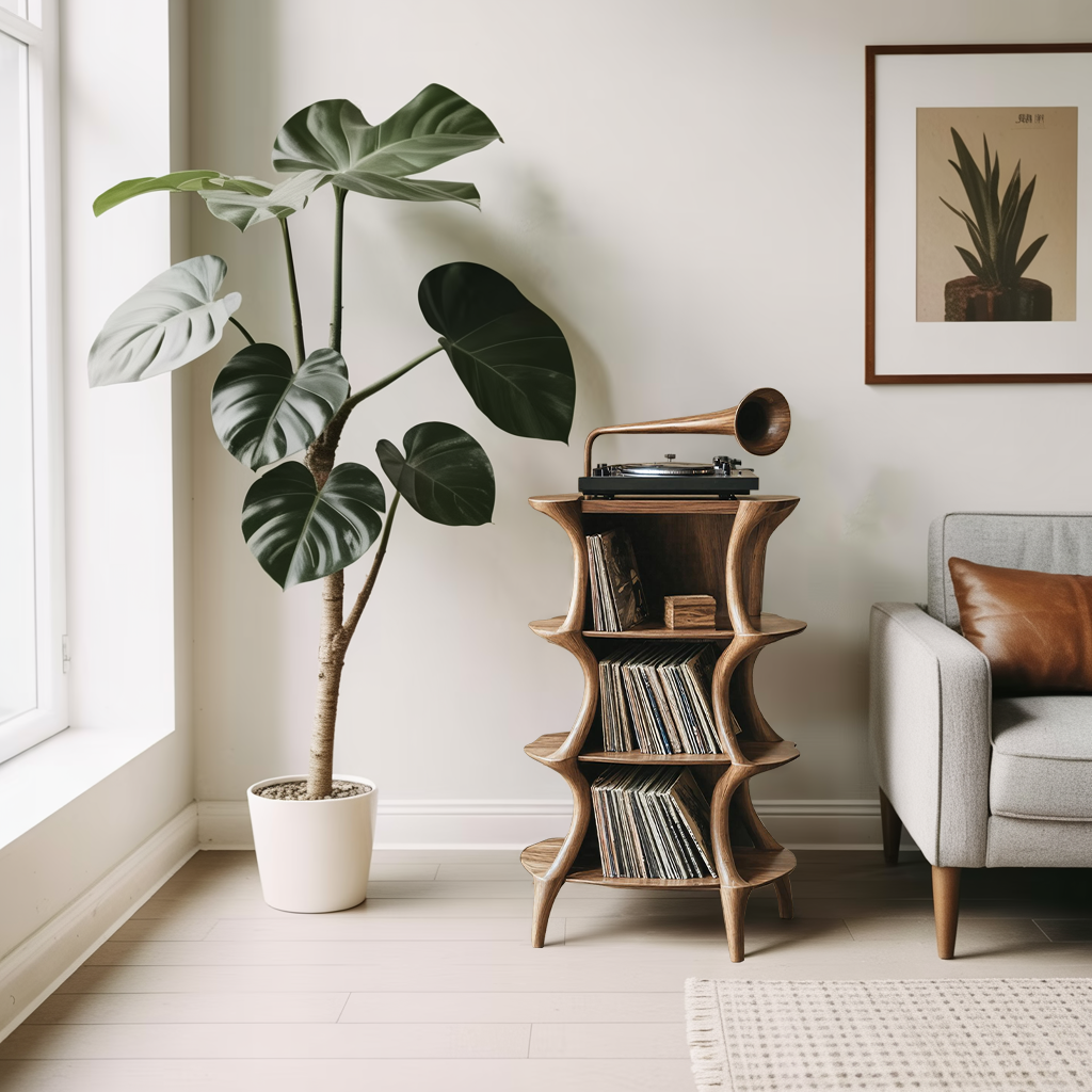 Farmhouse Style Record Stand For Entryway Design