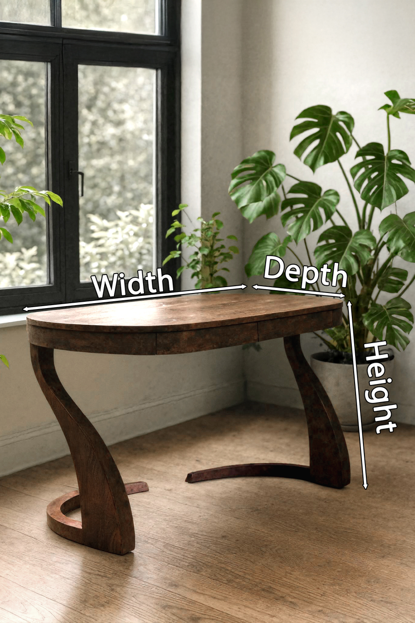 Artistic Office Desk With Curved Handcrafted Legs For Creative Workspace