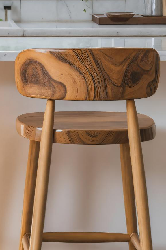 Mid Century Bar Stools With Backrest For Kitchen Or Dining Room