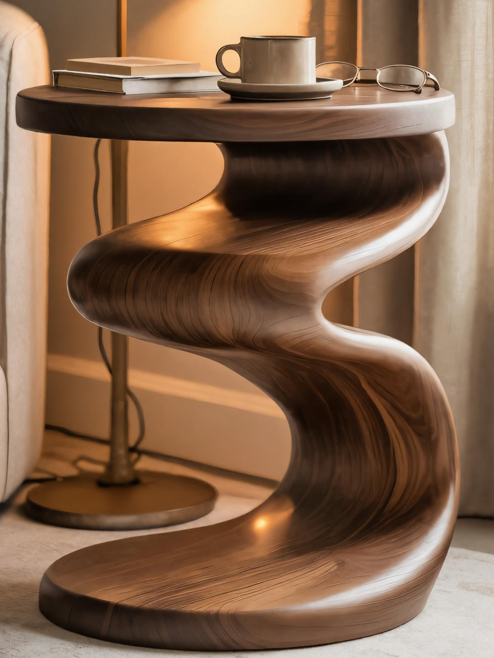 Modern Wave Side Table For Living Room Or Bedroom