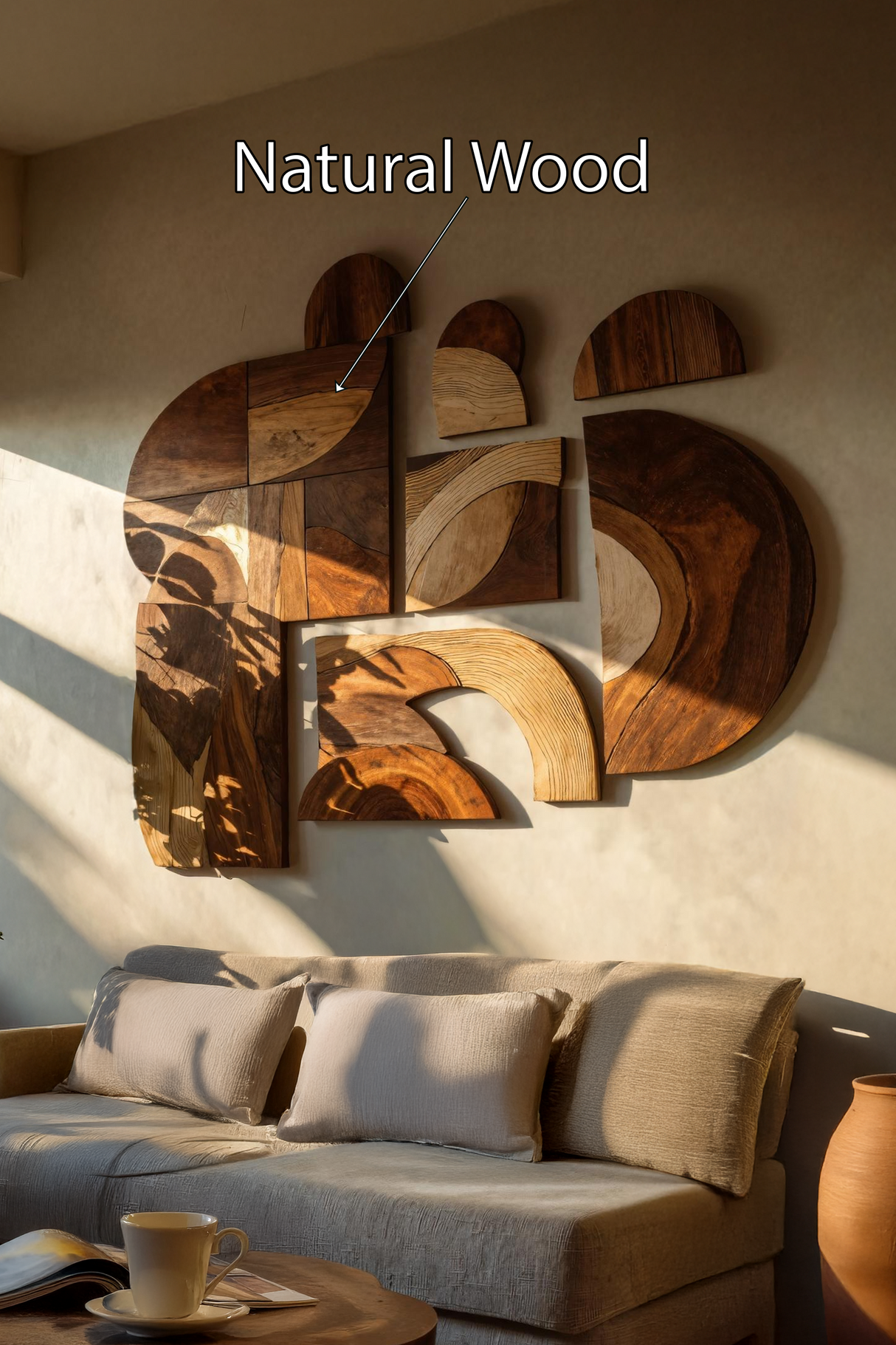 Mid Century Solid Wood Wall Art For Furniture Decor