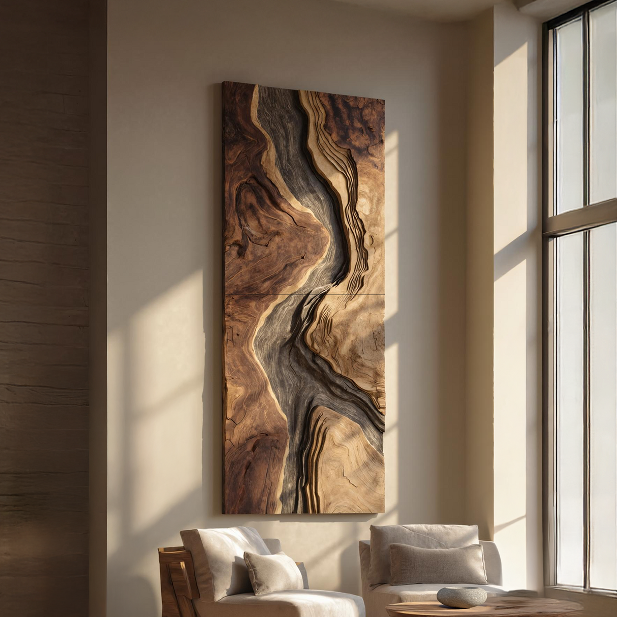 Handcrafted Wooden Wall Sculpture For Entryway Design