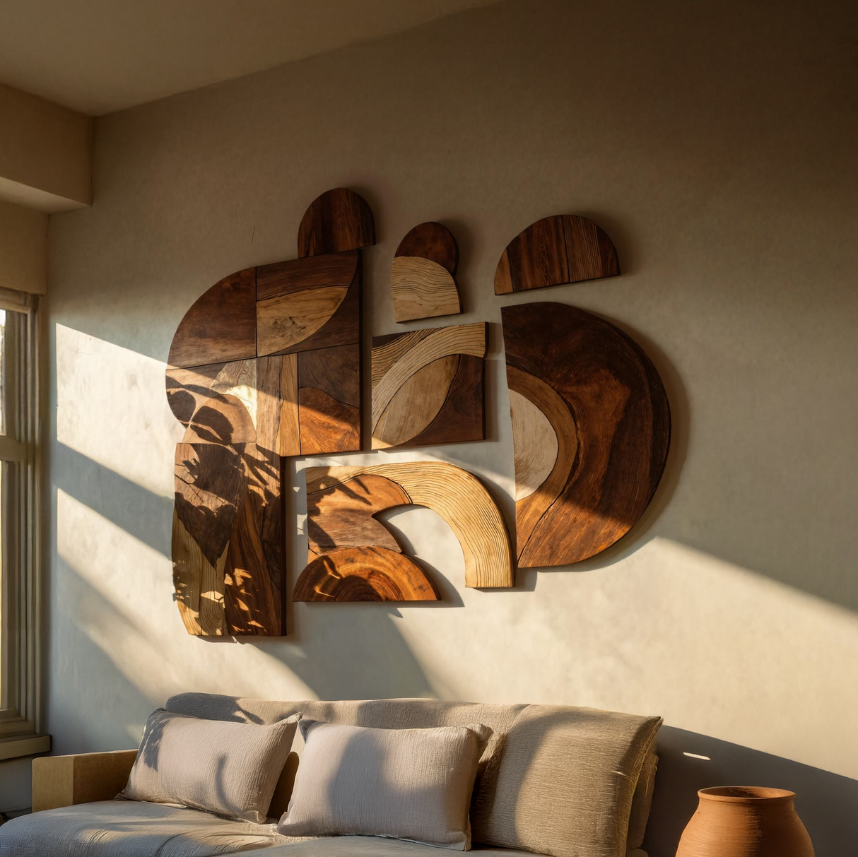 Mid Century Solid Wood Wall Art For Furniture Decor