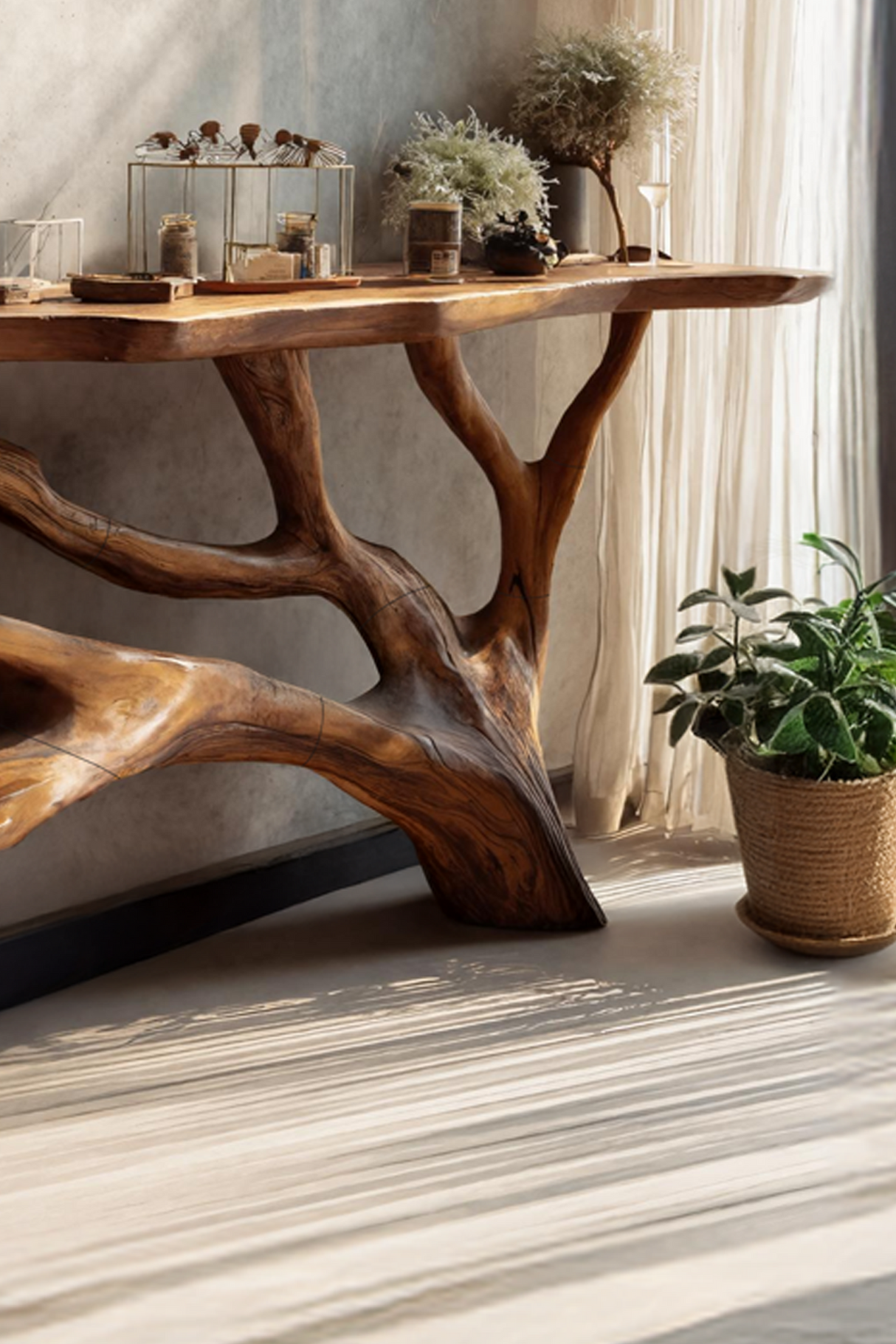 Handcrafted Live Edge Entryway Table For Bedroom Rustic Home Interior
