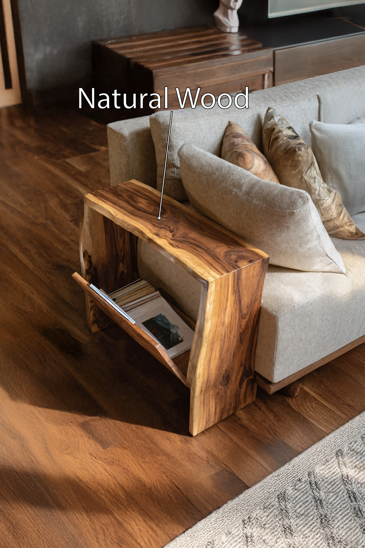 Farmhouse Wooden Side Table For Rustic Home Style