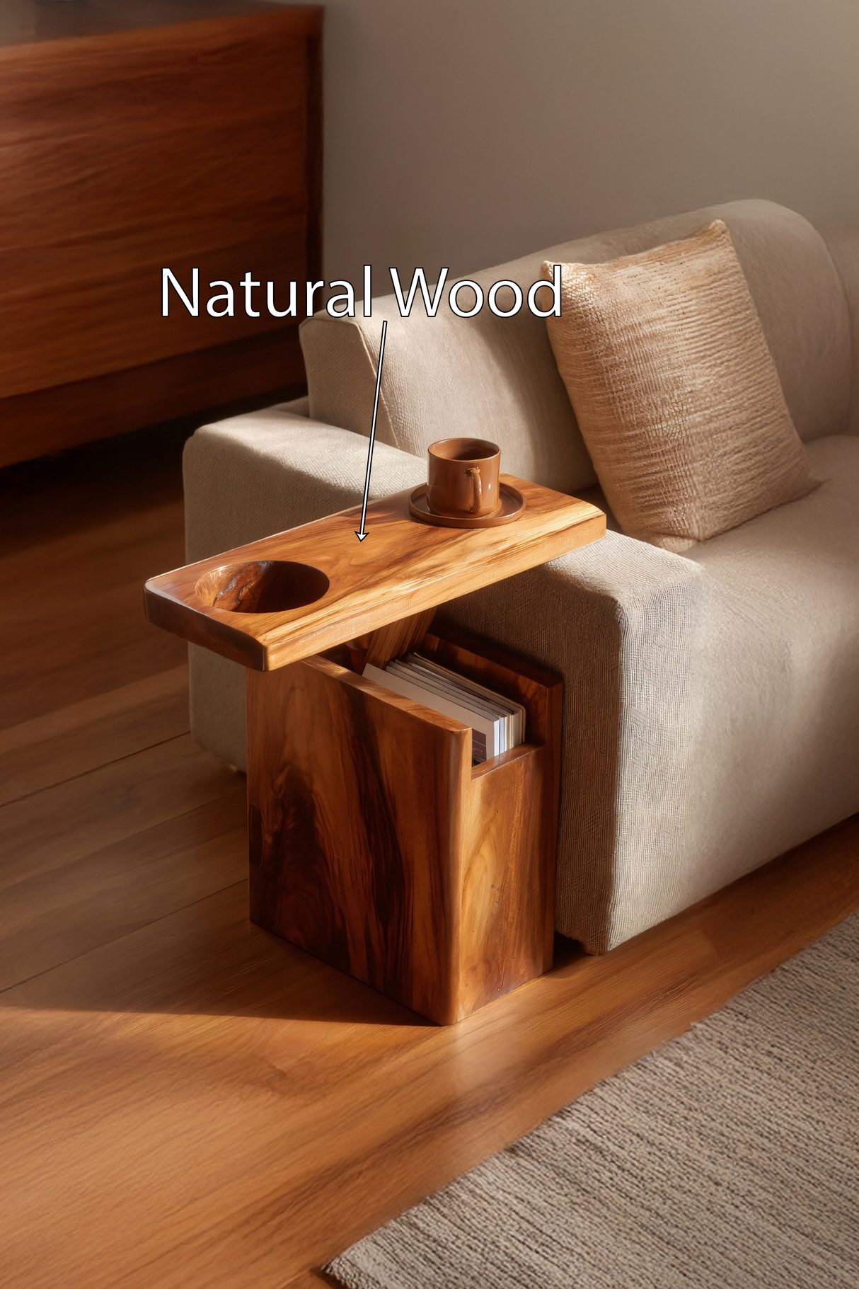 Solid Wood Live Edge Armrest For Sofa And Lounge Area