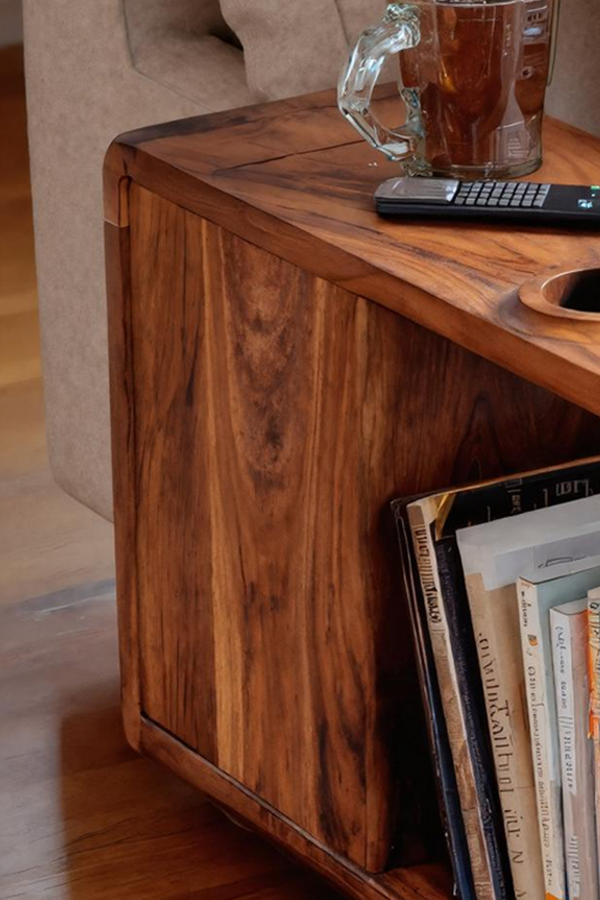 Farmhouse Solid Wood Side Table For Sofa Decoration