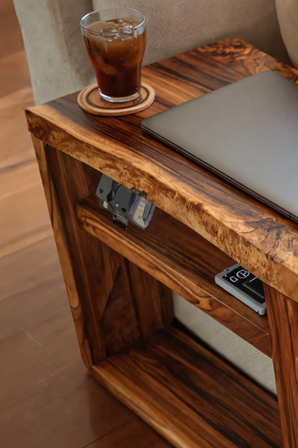 Rustic Handcrafted Wooden Armrest For Sofa Decor