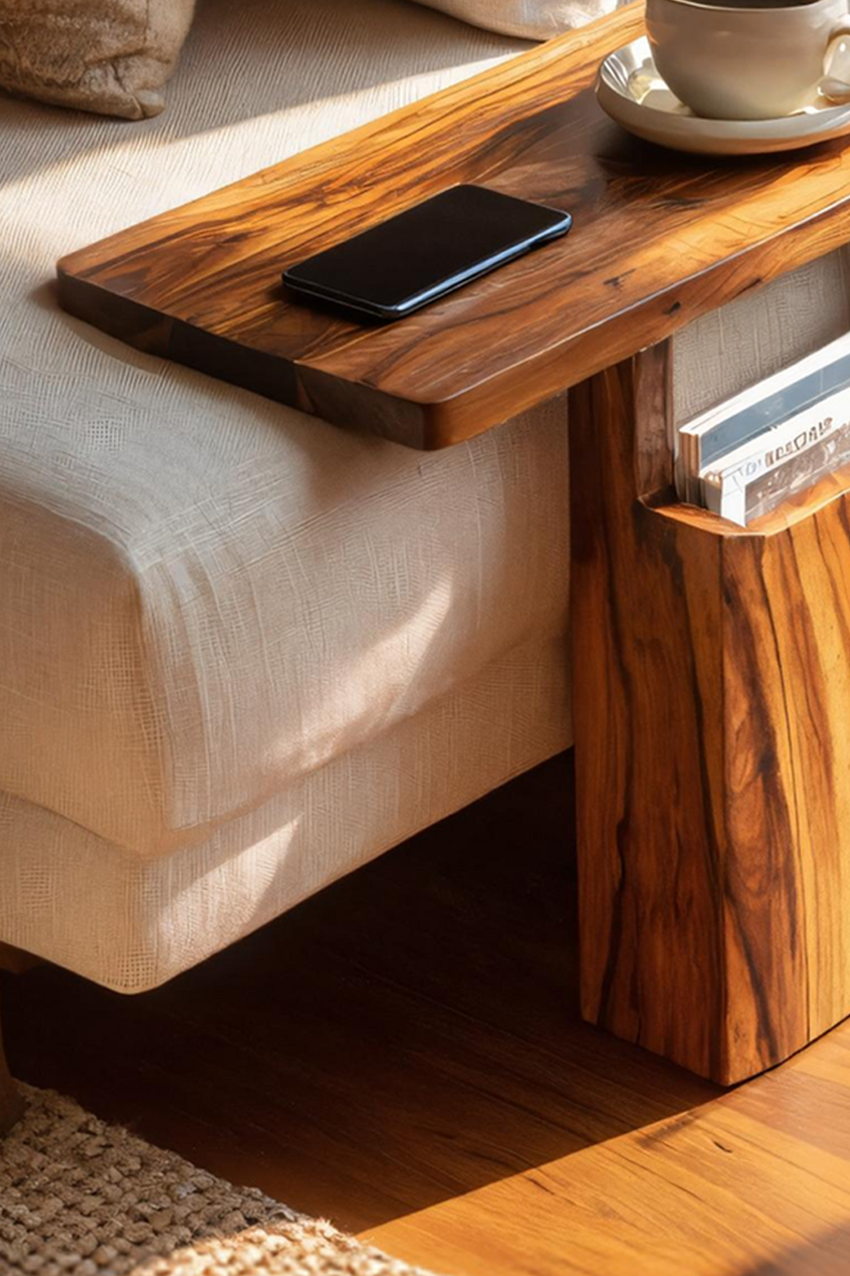 Rustic Wooden Armrest For Warm Living Room Design