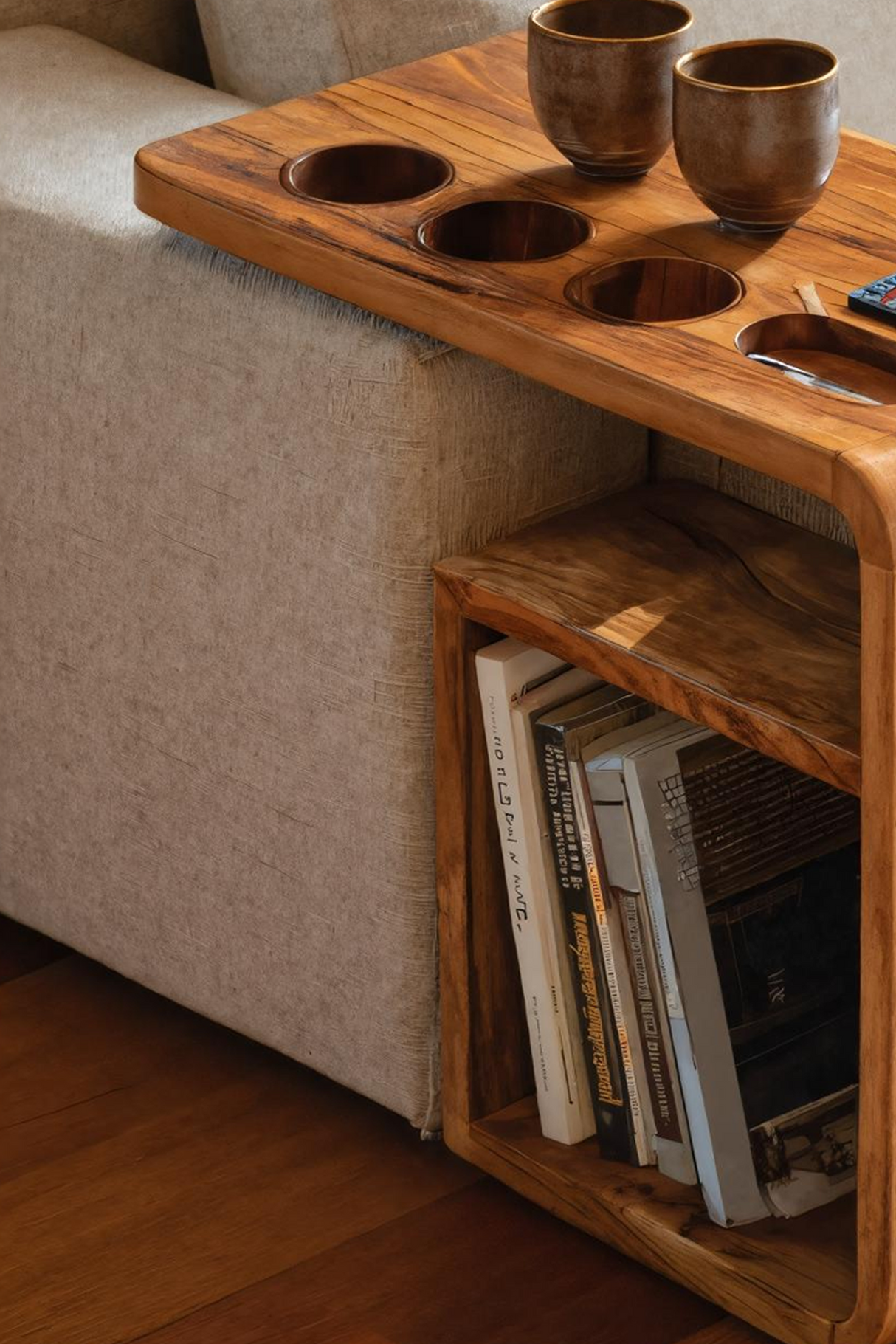 Mid Century Wooden Armrest For Living Room Design