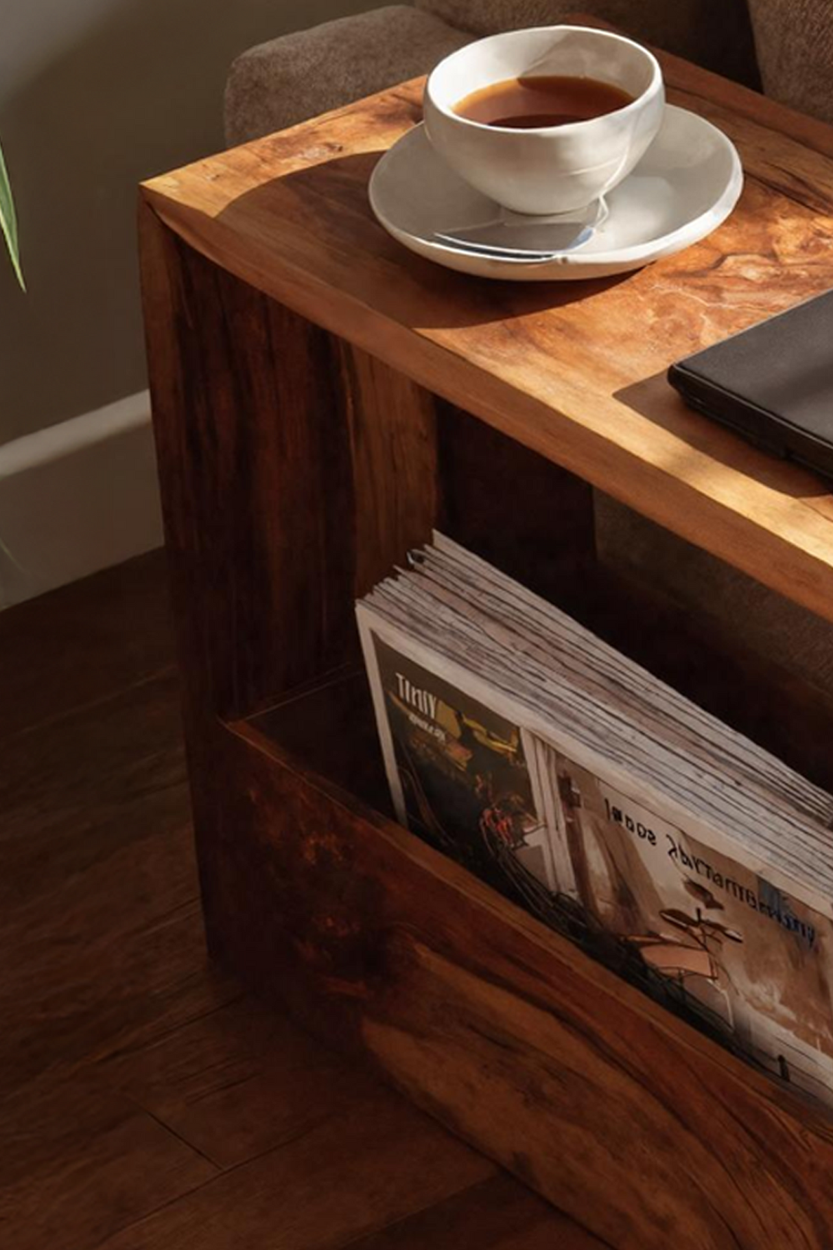 Farmhouse Wooden Side Table For Sofa And Lounge Area