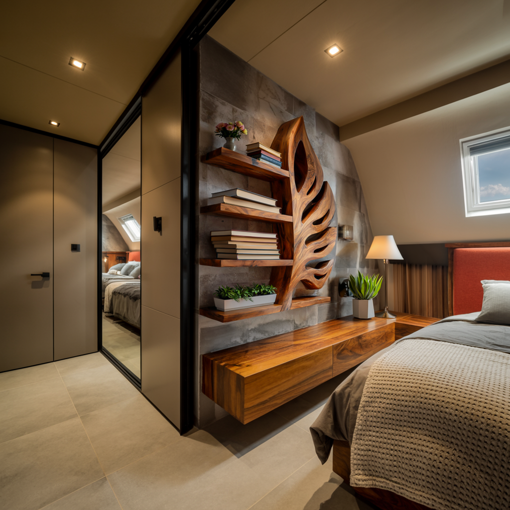Nature Inspired Wooden Leaf Bookshelf For Modern Interior