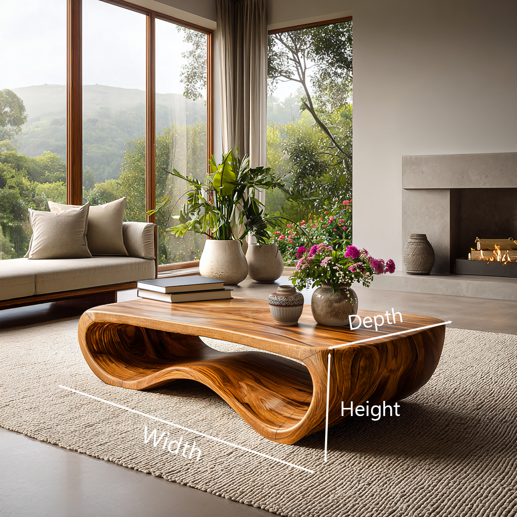 Handcrafted Wooden Coffee Table For Luxury Living Room