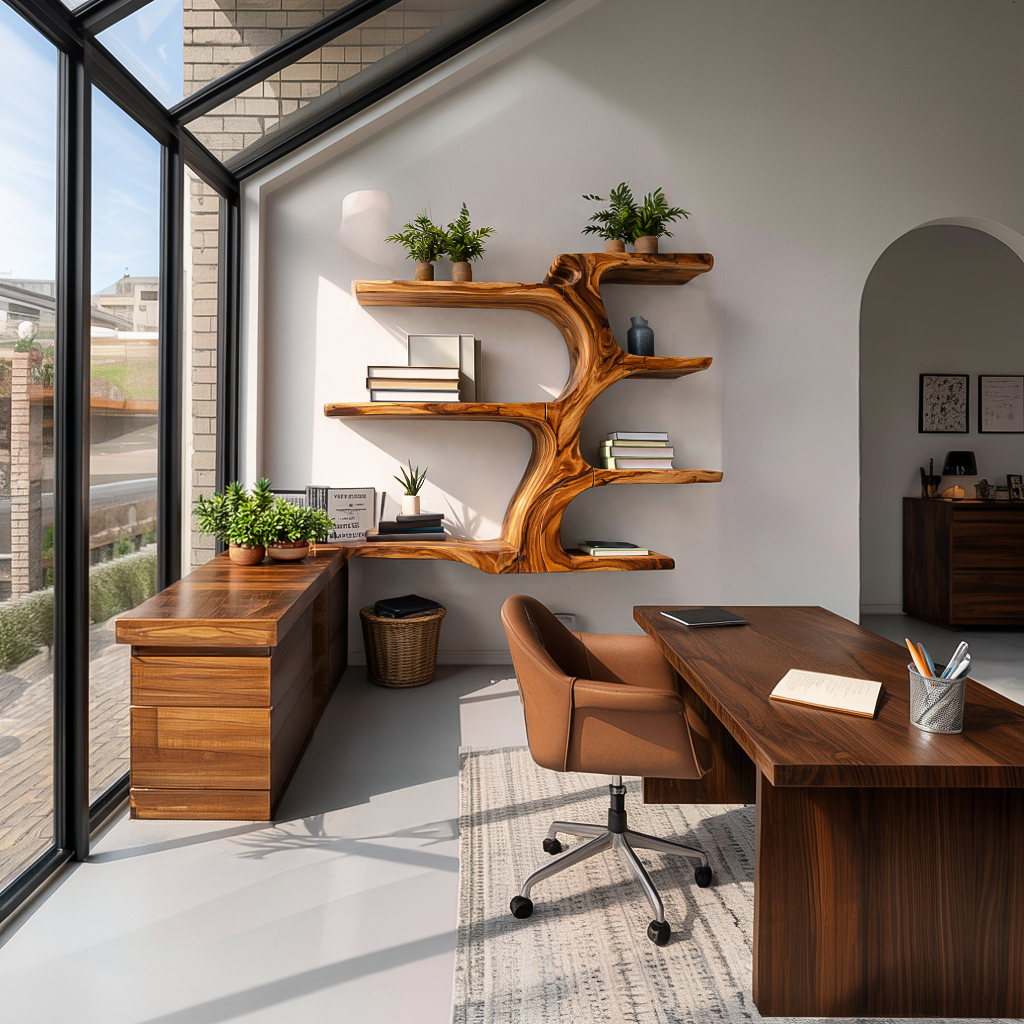 Contemporary Wooden Tree Bookcase For Living Room