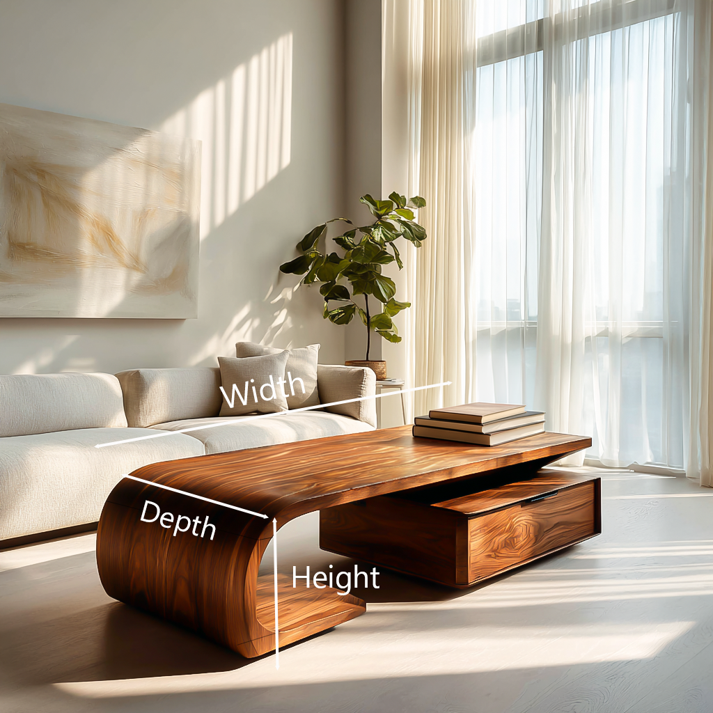 Modern Wooden Coffee Table With Storage Cabinet For Home Interior