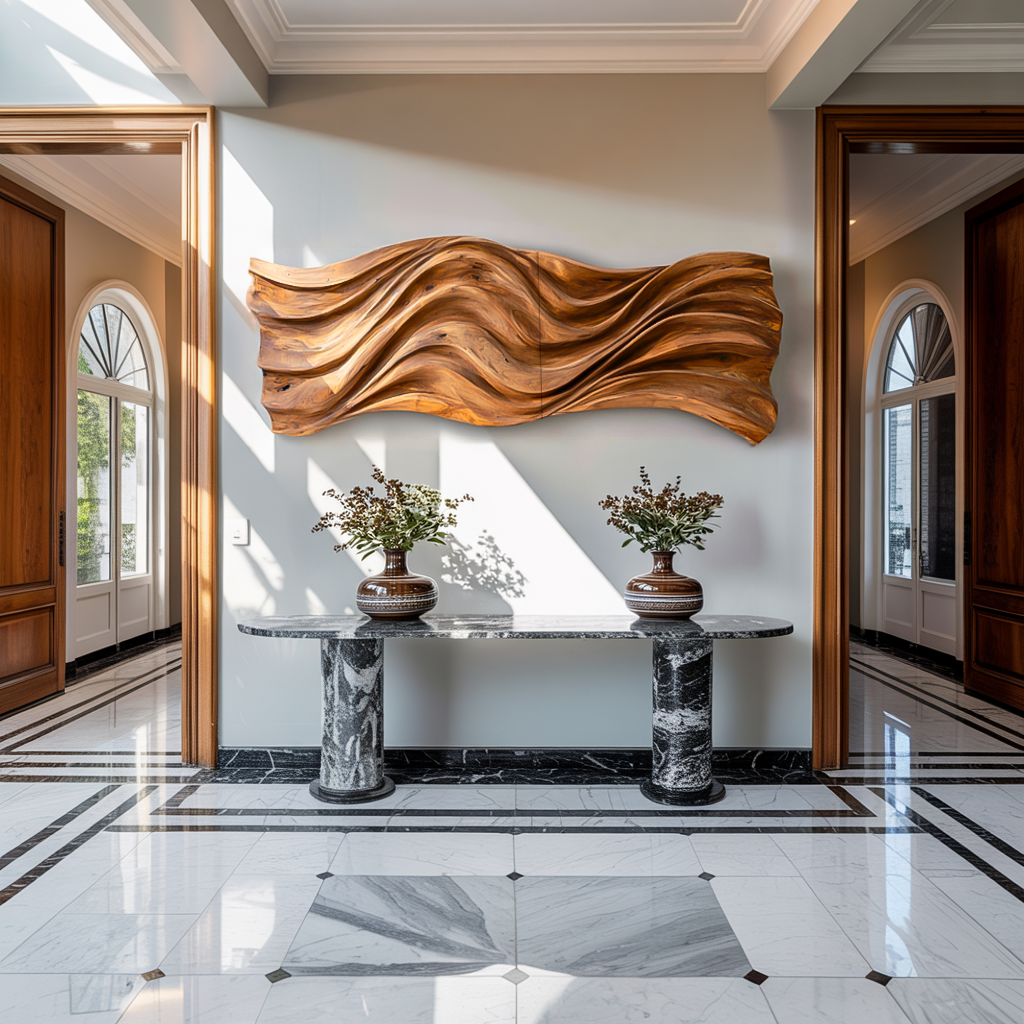 Hand Carved Wavy Wood Wall Art For Living Spaces