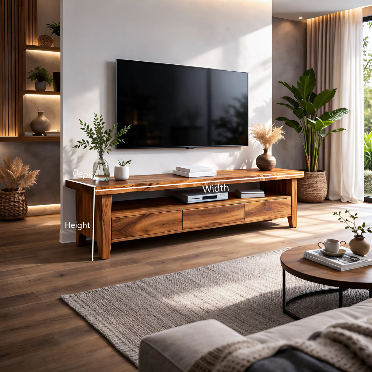 Modern Wood TV Cabinet With Drawer For Living Room