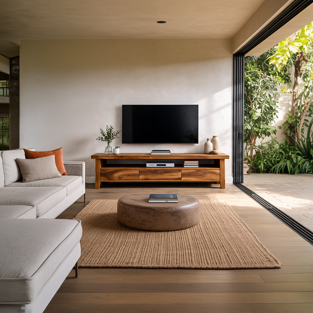 Modern Wood TV Cabinet With Drawer For Living Room