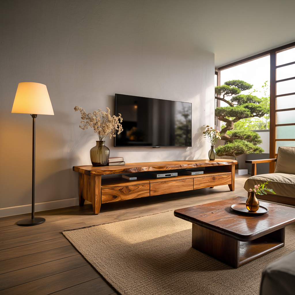 Mid Century Wooden TV Cabinet For Living Space