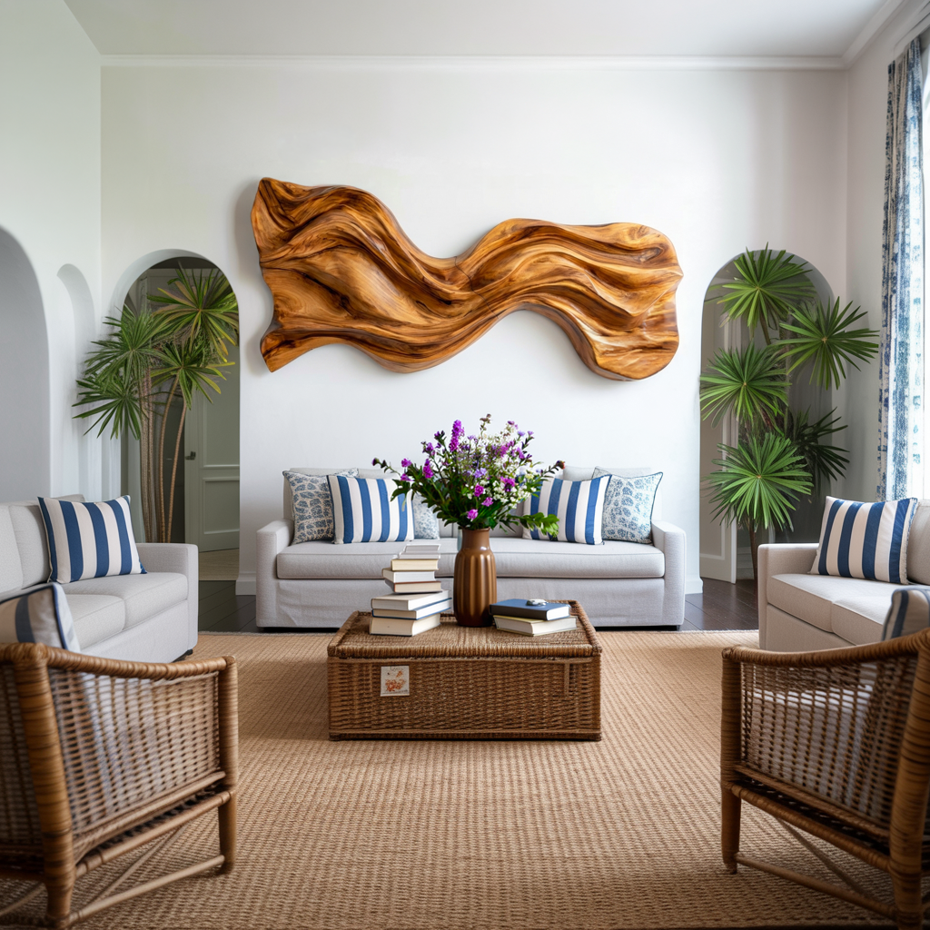 Organic Wave Sculpted Wood Wall Art For Modern Home