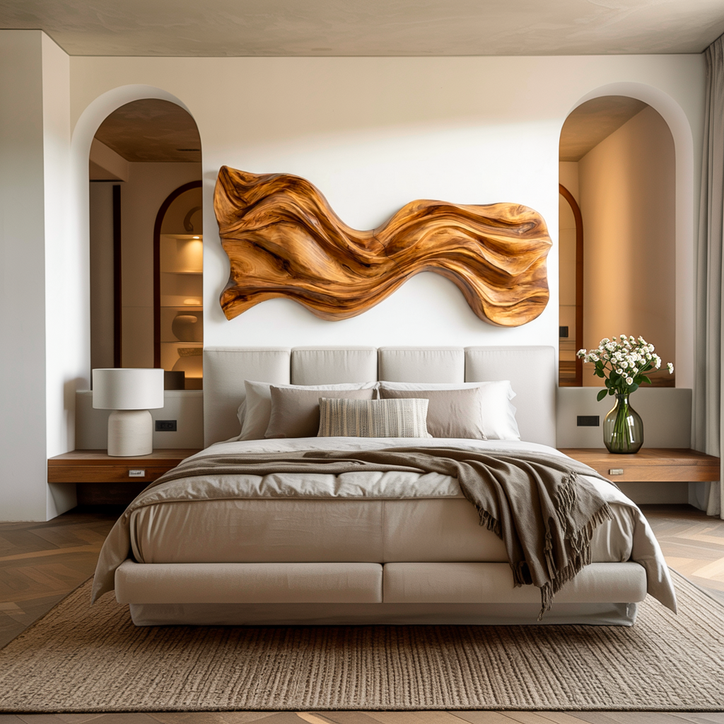 Organic Wave Sculpted Wood Wall Art For Modern Home