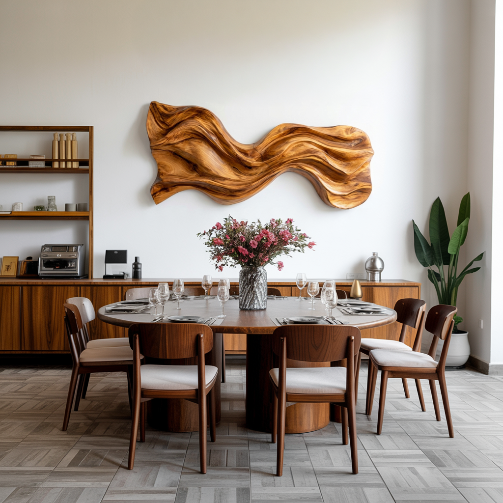 Organic Wave Sculpted Wood Wall Art For Modern Home